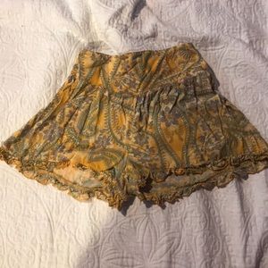 Yellow Floral Flowy Shorts